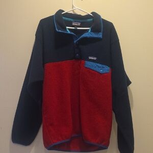 PATAGONIA SYNCHILLA SNAP FLEECE PULLOVER Red Blue SIZE L